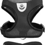 Coleira Peitoral Anti Puxão com Guia para Cães e Gatos – Ideal para Filhotes, Pinscher, Shi Tzu e Raças de Porte Pequeno a Médio – NEXUS MARKET (P, PRETO)
