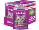 Pack Ração Úmida Whiskas Sachê Carne ao Molho para Gatos Adultos Castrados 85 g - 20 unidades
