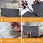 Tapete Arranhador Autoadesivo Premium para Gatos 30x100cm Carpete Resistente Cortável Protetor de Sofá Parede Cama Evita Arranhões Fácil de Aplicar - Imagem 5