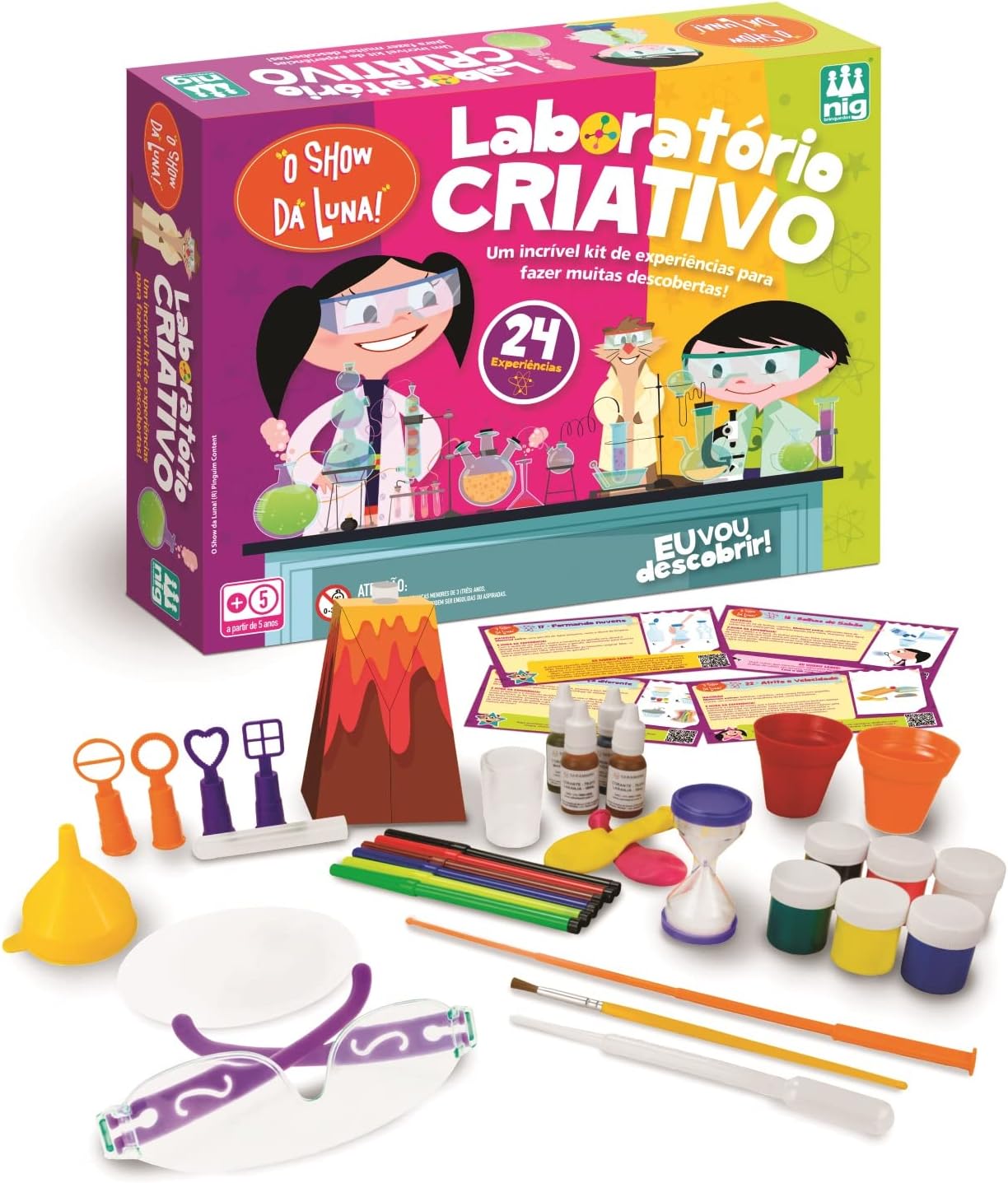 71xyq-QsqJL._AC_SL1500_.jpg Laboratório Show da Luna Criativo Infantil Kit com 24 Experimentos Super Divertidos, Explorar a Ciência - Nig 0738 - Imagem 1