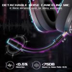 ATTACK SHARK L60 Fone de ouvido sem fio ultraleve para jogos,2.4GHz com receptor USB A e tipo C/BT/com fio,multiplataforma,bateria de mais de 40 horas,microfone removível para PC/PS5/PS4/Switch(Preto) - Imagem 3