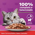 Pack Ração Úmida Whiskas Sachê Carne ao Molho para Gatos Adultos Castrados 85 g - 20 unidades - Imagem 5