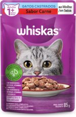 Pack Ração Úmida Whiskas Sachê Carne ao Molho para Gatos Adultos Castrados 85 g - 20 unidades - Imagem 2
