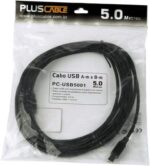 Cabo USB Para impressora PlusCable USB 2.0 PC-USB5001 - 5 Metros A Macho para B Macho Taxa de transferência de até 480Mbps, Preto - Imagem 4