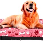 Colchonete G para Cachorro Grande com Zíper, 80x60cm, Rosa com Estampa