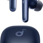 soundcore P40i da Anker, Fone de Ouvido Bluetooth 5.3, Cancelamento de Ruído Adaptativo, Graves Poderosos, Estojo com Suporte, 60H de Reprodução, Resistência à Água, IPX5, Carregamento Sem Fio, Azul