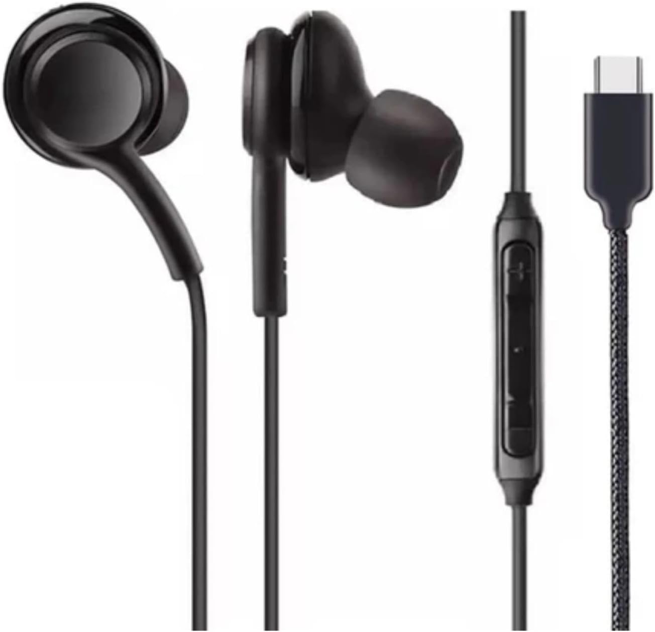 51lFeq8yXvL._AC_SL1400_.jpg Fone de Ouvido com Fio Entrada Tipo C Som Balanceado USB-C Cabo de Tecido Antitramado,Qualidade Premium - Imagem 1