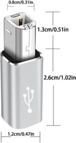Adaptador USB B para USB C, tipo C fêmea para USB macho, suporta sincronização de dados, para scanner, impressora, câmera, piano elétrico, laptops - Imagem 2