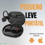 Fone de Ouvido Bluetooth Resistente Água, Bateria com mais de 10h de autonomia, Microfone Embutido. Design Ergonômico Ideal Para Esportes Corridas Atividades Físicas Videogame I.Phone Android Premium - Imagem 8