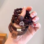 Conjunto de 5 peças de laços de cabelo femininos elásticos modernos com corda de borracha, acessórios de cabelo, decorações para meninas para mulheres e meninas (5 peças - branco) - Imagem 3