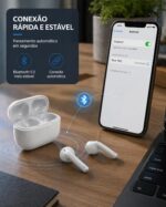 Fone De Ouvido Sem Fio, Bluetooth 5.4, Compatível Com Todo Celular, Cancelamento Ruído, Bateria Até 16 Horas de Uso, Microfone Para Chamadas, Controle Touch, Conecta no Notebook - Linha Premium - Imagem 3