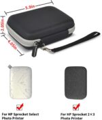Capa compatível com impressora HP Sprocket portátil 2x3/Select 2.3x3.4/2ª edição, suporte organizador de viagem serve para papel fotográfico Zink, cabo USB e mais acessórios - preta (apenas caixa) - Imagem 2
