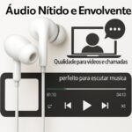 Fone De Ouvido Com Fio Intra Auricular Compativel Com iPhone 14/13/12/11/XR/XS/X/8/SE Microfone integrado Qualidade Premium Compatível Com iOS Compatível Com Lightning - Imagem 2