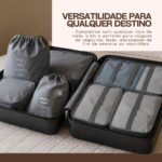 Kit Organizador de Malas para Viagem 7 Peças Bolsas Necessaire Sapatos Maquiagem Roupas Bagagem Organizada Conjunto Organizador Completo Premium (Rosa) - Imagem 4