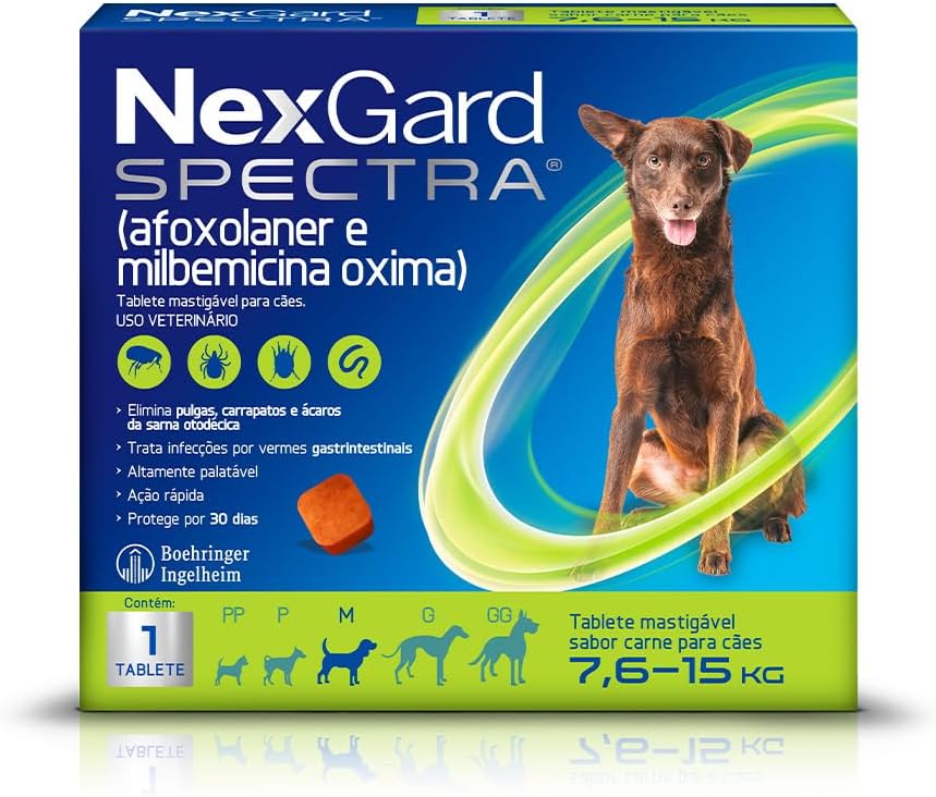 61HFUcefsL._AC_SL1200_.jpg NexGard SPECTRA Antipulgas e Vermífugo para Cães de 7,6 a 15kg - 1 tablete - Imagem 1