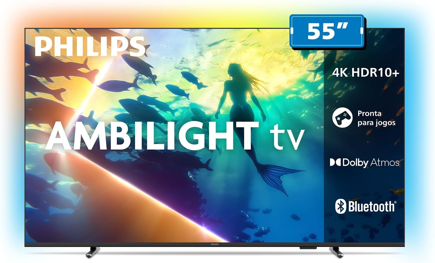 61HN7ldJnL._AC_SL1500_.jpg PHILIPS, Smart TV Ambilight 55" 4K, 55PUG8100/78, Comando de Voz, HDR10+/Dolby Atmos, VRR/ALLM, Bluetooth - Imagem 1