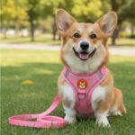 Coleira Peitoral para Cachorros e Gatos com Colete Reflexivo Regulável e Guia de Passeio Material Respirável, Brilha no Escuro, Ajuste Seguro com Fivela e Mosquetão (ROSA, L) - Imagem 5
