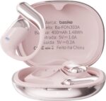 Fone de ouvido Bluetooth, Basike Ba-FON303A OWS Fone sem Fio Bluetooth, BT V6.1, 8h de Reprodução, 100 Horas em Standby, Compatível com Assistente de Voz para Corrida/Exercícios (Rosa)