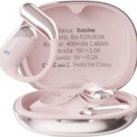 Fone de ouvido Bluetooth, Basike Ba-FON303A OWS Fone sem Fio Bluetooth, BT V6.1, 8h de Reprodução, 100 Horas em Standby, Compatível com Assistente de Voz para Corrida/Exercícios (Rosa)