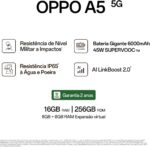 Smartphone OPPO A5 5G 256GB 8GB Ram IP65 50MP AI Câmera Bateria 6000mAh NFC Verde - Imagem 7