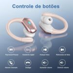 Fones de ouvido sem fio Bluetooth 5.3, fones de ouvido estéreo com graves e ganchos, reprodução de 80 horas e tela dupla de LED, fones de ouvido à prova d'água IP7 (Rosa) - Imagem 4