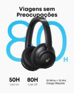 soundcore Q30 da Anker, Fone de Ouvido Bluetooth Sem Fio, ANC Híbrido Ativo, Headphone, Som de Alta Resolução, EQ Personalizável via App, 80h de Bateria, Conexão Multiponto, Ajuste Confortável, Preto - Imagem 4