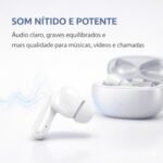 Fone de Ouvido Bluetooth 5.4 Sem Fio TWS Branco com Microfone, Estojo Carregador, Encaixe Confortável, Compatível com Android, iPhone, Xiaomi e Windows - Imagem 2