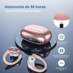 Fones de ouvido sem fio Bluetooth 5.3, fones de ouvido estéreo com graves e ganchos, reprodução de 80 horas e tela dupla de LED, fones de ouvido à prova d'água IP7 (Rosa) - Imagem 5