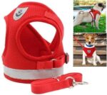 Coleira Peitoral para Cachorros e Gatos com Colete Reflexivo Regulável e Guia de Passeio (VERMELHO, M) - Imagem 3
