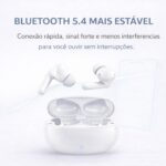 Fone de Ouvido Bluetooth 5.4 Sem Fio TWS Branco com Microfone, Estojo Carregador, Encaixe Confortável, Compatível com Android, iPhone, Xiaomi e Windows - Imagem 4
