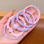 Conjunto de 5 peças de laços de cabelo femininos elásticos modernos com corda de borracha, acessórios de cabelo, decorações para meninas para mulheres e meninas (5 peças - branco) - Imagem 7