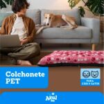Colchonete G para Cachorro Grande com Zíper, 80x60cm, Rosa com Estampa - Imagem 5