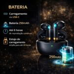 Fone de Ouvido Bluetooth Sem Fio 5.4 TWS Compatível com iOS e Android com Redução de Ruído e Microfone à Prova d'Água Esportivo para Treino Academia Corrida Trabalho e Lazer - PREMIUM® - Imagem 2