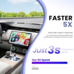 Adaptador CarPlay sem fio para iPhone, adaptador Apple CarPlay com fio para sem fio, tamanho mini com cabo de extensão USB e USB-C/Tipo-C, controle estável e sem atraso, preto - Imagem 3