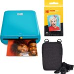 KODAK Impressora fotográfica colorida instantânea Step com Bluetooth/NFC, tecnologia Zink e aplicativo KODAK para iOS e Android (azul) Pacote Go, 2x3