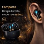 Fone de Ouvido Bluetooth Sem Fio 5.4 TWS Compatível com iOS e Android com Redução de Ruído e Microfone à Prova d'Água Esportivo para Treino Academia Corrida Trabalho e Lazer - PREMIUM® - Imagem 6
