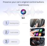 Adaptador CarPlay sem fio para iPhone, adaptador Apple CarPlay com fio para sem fio, tamanho mini com cabo de extensão USB e USB-C/Tipo-C, controle estável e sem atraso, preto - Imagem 6