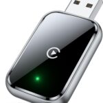 Adaptador CarPlay sem fio para iPhone, adaptador Apple CarPlay com fio para sem fio, tamanho mini com cabo de extensão USB e USB-C/Tipo-C, controle estável e sem atraso, preto