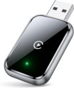 Adaptador CarPlay sem fio para iPhone, adaptador Apple CarPlay com fio para sem fio, tamanho mini com cabo de extensão USB e USB-C/Tipo-C, controle estável e sem atraso, preto