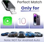 Adaptador CarPlay sem fio para iPhone, adaptador Apple CarPlay com fio para sem fio, tamanho mini com cabo de extensão USB e USB-C/Tipo-C, controle estável e sem atraso, preto - Imagem 8
