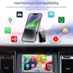 Adaptador CarPlay sem fio para iPhone, adaptador Apple CarPlay com fio para sem fio, tamanho mini com cabo de extensão USB e USB-C/Tipo-C, controle estável e sem atraso, preto - Imagem 7