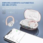 Fones de ouvido sem fio Bluetooth 5.3, fones de ouvido estéreo com graves e ganchos, reprodução de 80 horas e tela dupla de LED, fones de ouvido à prova d'água IP7 (Rosa) - Imagem 8