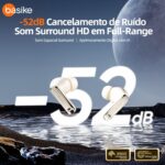 Basike F1 Fone de Ouvido Sem Fio, Bluetooth 5.4 Com ANC-Cancelamento De Ruído Ativo, ENC-Cancelamento de Ruído em Chamadas, 40Horas de Reprodução, Ajuste Confortável, Baixa Latência (Branco) - Imagem 5