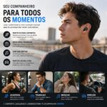 Fone de Ouvido Bluetooth 5.4 TWS Sem Fio - Estojo de Carregamento com Display LED, Som HD, Microfone Integrado, Conexão Rápida, Compatível com Android e iOS, A'Gold B06B Premium - Imagem 3