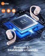 Fone de ouvido Bluetooth, Basike Ba-FON303A OWS Fone sem Fio Bluetooth, BT V6.1, 8h de Reprodução, 100 Horas em Standby, Compatível com Assistente de Voz para Corrida/Exercícios (Rosa) - Imagem 3