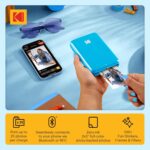 KODAK Impressora fotográfica colorida instantânea Step com Bluetooth/NFC, tecnologia Zink e aplicativo KODAK para iOS e Android (azul) Pacote Go, 2x3 - Imagem 2