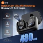 Basike Fone de Ouvido Sem Fio Esportivo BLuetooth 5.3 TWS，Tela LED Dupla, 3 Tamanhos Tampões Ouvido Intercambiáveis, Suporta chamadas de voz, adequadas para Android e IOS (Preto) - Imagem 2