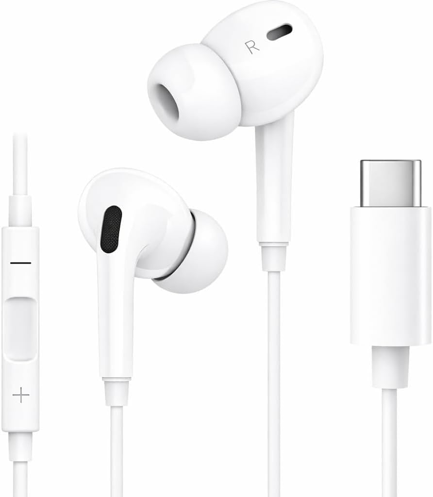 41y5cMBOfjL._AC_SL1024_.jpg Fone de Ouvido Intra-auricular (in-ear) com Fio Cabo Tipo C com Microfone e Controle de Som – Som de Qualidade, Conexão Direta Tipo C, Compatível com varios celulares - Imagem 1