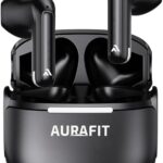 Fone de Ouvido Bluetooth 5.4 AURAFIT, headphone Verdadeiramente Sem Fio, | Até 40 Horas de Bateria, Ultraleves e com Design Ergonômico,preto