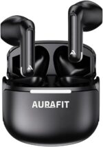 Fone de Ouvido Bluetooth 5.4 AURAFIT, headphone Verdadeiramente Sem Fio, | Até 40 Horas de Bateria, Ultraleves e com Design Ergonômico,preto